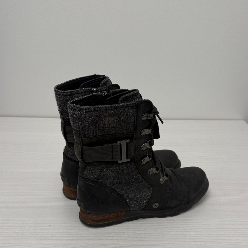 Stylish Black and Gray Lace-Up Boots